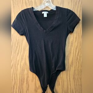 Black V-Neck Bodysuit